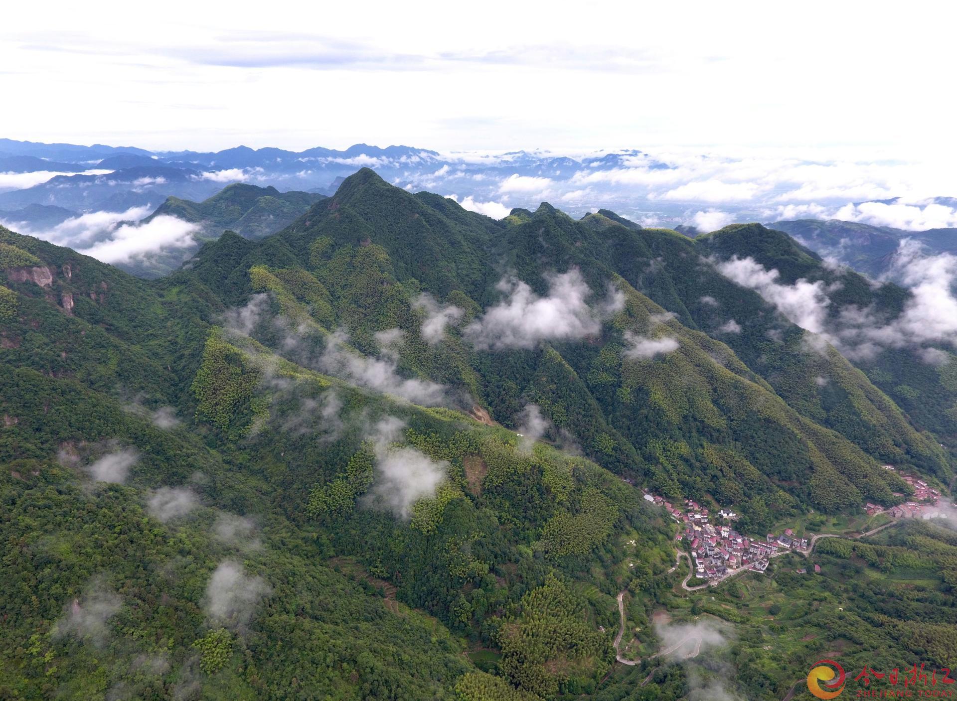 2023年7月20日，雨后的武义县王宅镇项山头旧村上空出现壮观的云海，雪白的云团像海浪一样在村庄和山峦上空翻滚，时而轻轻如丝绢、时而随风低空打转、时而平流如棉，美轮美奂、景色如画。